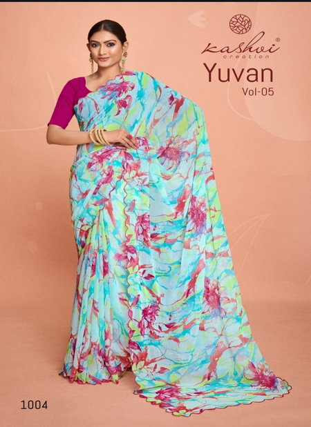 Yuvan Vol 5 By Kashvi Fancy Georgette Saree Wholesale Market Surat